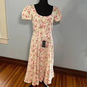 Floral Linen Elizabeth Dress Sweet Pea POLO Ralph Lauren Size 0